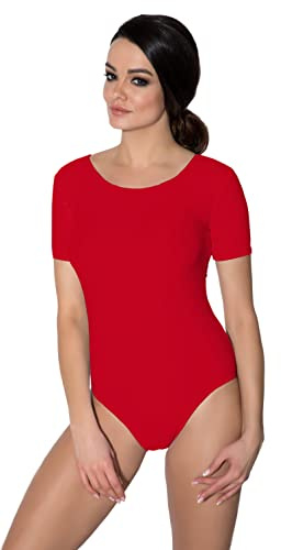 Aquarti Body da Ginnastica e Danza Manica Corta da Donna, Rosso, 42