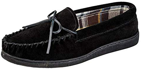 Mens Jo & Joe New England Real Suede Leather Moccasin Slippers Size 7-12 (UK 9, Black)