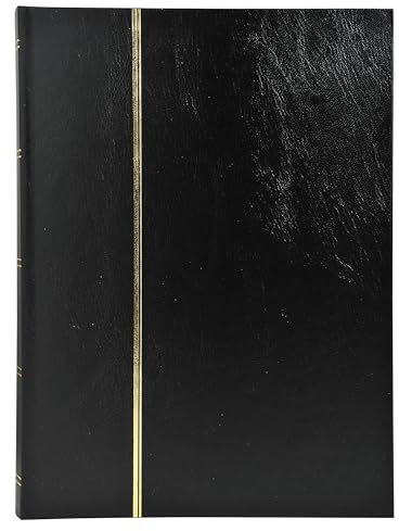 Exacompta - Réf. 26161E - 1 Album de Timbres Classique - 64 Pages Noires - Dimensions Extérieures : 22,5 x 30,5 cm - Couverture en Simili-Cuir - 9 Bandes Acétate - Coloris Noir