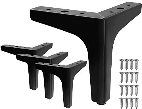 Seimneire Furniture Legs, 4 Inch Metal Polished Chrome Triangle Feet Nightstand Legs for Table Cupboard Sofa Couch Chair（4Pack）