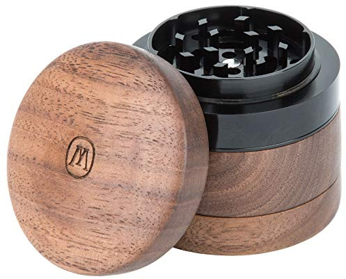 Marley Natural | Wood Grinder - Small - Three Piece Herb Mill - Wood & Aluminum - Walnut