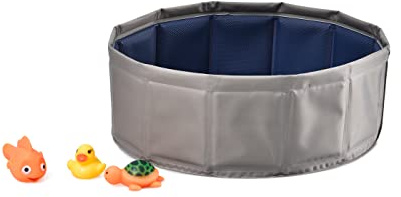 Dehner Favoritkattpool vattenspel, Ø 30 cm, höjd 10 cm, plast, grå/blå