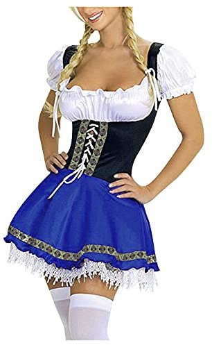 Dirndl Set De Soirée Et Cocktail - Robe Courte Sexy Femme Chic Costume Bavarois Pour Oktoberfest, Fête D'octobre, Carnaval - Vintage Grande Taille Costume De Femme De Chambre Cosplay