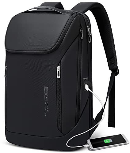 BANGE Business Smart Backpack Waterproof fit 15.7 Inch Laptop Backpack with USB Charging Port,Travel Durable Back pack, Black