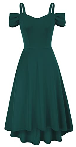 GRACE KARIN Wedding Guest Dresses Elegant V Neck Cold Shoulder A Line Dress | High Low, Midi, Spaghetti Straps, Cocktail, Party, Prom Bridesmaid , Evening, Dinner