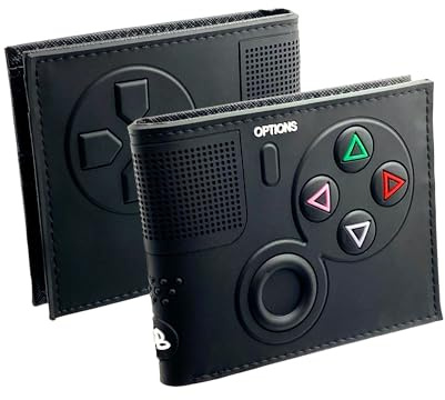 Retro Gamepad-Inspired Boys Wallet - Silicone Surface Material with Classic Game Gamepad Design, Multiple Card Slots and Coin Pocket - Video Game Kids Wallet in Black (#2) -1 PACK