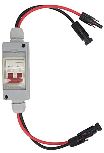 Wakects Mini Circuit Breaker, MCB 2P DC 500V 32A PV System DC Disconnect Switch Solar PV System Isolator with IP65 Distribution Box for Solar Panels Grid System (With Cable and PV Connector)