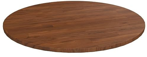 Bussandri Exclusive - Runde Tischplatte Dunkelbraun Ø80x1,5 cm Behandeltes Eichenholz
