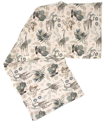 Bio-Bio 4-Kammer Körnerkissen 20x60cm - Bio-Füllung & Bio-Stoff Wilde Tiere - Wärmekissen für Mikrowelle und Backofen