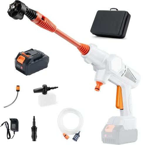 iOCHOW 870PSI Lavadora Alta Presion Portatil: 21V Hidrolimpiadora Eléctrica Sin Cable de 60Bar con Batería de 4.0Ah y Cargador, Hidrolimpiadora Compacto Apto para Lavado de Balcones y Coches, 2025