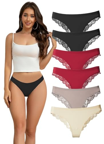 Hialegion Culotte Hipster en Dentelle Femme Elastique Confort et Style Invisible pour Morphologies Généreuses Taille Moyenne 2XL