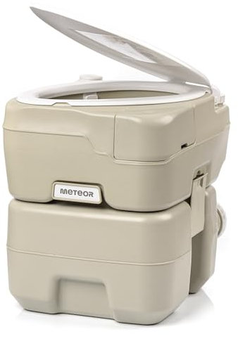 meteor Campingklo mit Smartphone-Halterung Campingtoilette 20+12L Gespült Tank Mobiles WC mit Handyhalter Touristentoilette Trenntoilette Auto Camping Toilette Reisetoilette mit Handyhalterung