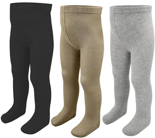 ZERULETS Baby Girls Boys Tights Girls Cotton Leggings Kids Thick Warm Pantyhonse Newborn Stockings 3 Pack for 18-24 Months