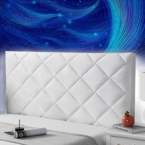 Kingsize huvudgavel i mjukt sammet – quiltat överdrag för träsängar – skyddande vit sänggavel skydd för enkel och king size-säng – hållbart och snyggt skydd 200 cm