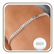 DORANA 925 Silver Chain Bracelet for Women Cuban Bracelet Fade-Proof Ladies Silver Bracelets Dainty Cuban Chain Bracelets Gift for Her