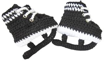Crochet Baby Ice Hockey Skates Shoes, Gift for Newborn, Figure Skates Booties (0-3 Months)