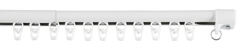 Riel para Cortina Extensible de Fácil Instalación a Techo, Riel Ajustable con Terminales de Metal Resistente y Duradero Guías decorativas CINTACOR Blanco 210-390 cm
