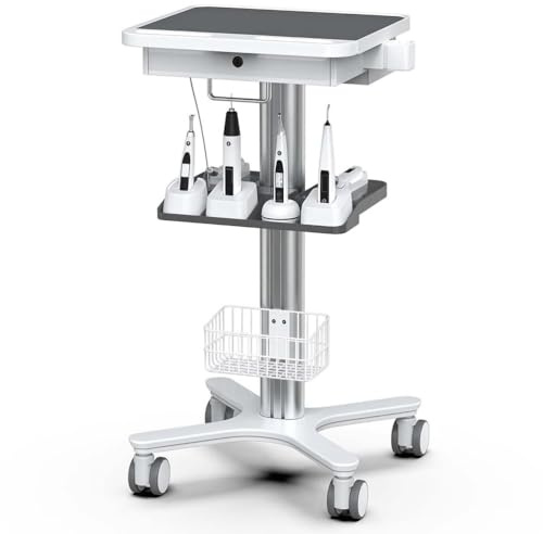 RVUEM Multi-Functional Medical Cart with Oral Scanner Holder & Laptop Tray - Professional Mobile Workstation with Equipment Pallet and Silent Wheels for Dental Clinics, Hospitals & Schools
