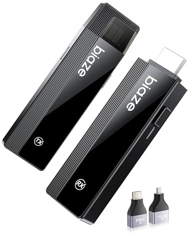 biaze G01 trådlös HDMI-sändare och mottagare 4K, 394FT räckvidd dubbla band Plug & Play Kit för PC, TV, bildskärm, projektor, stöder 1080P@60Hz