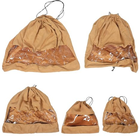 FRCOLOR Bolsas de Almacenamiento Antipolvo con Cordón para Chaquetas de Plumas y Bolsos Set de 5 Piezas en Varios Tamaños S a XXL Diseño Transparente y Color Caqui Organizador de