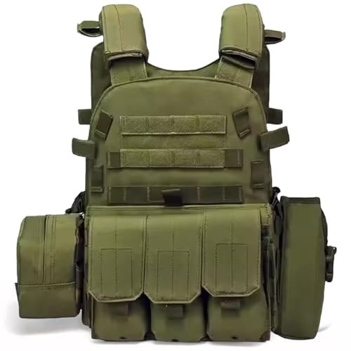 Porgeel Gilet Airsoft Gilet de Paintball réglable pour l'entraînement la sécurité de la Police la Chasse Vert armée
