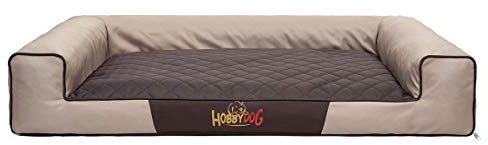 Hobbydog XXL VICBEB4 Eckig Hundebett, Victoria Katzenbett Schlafplatz, beige mit braun