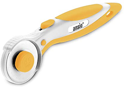 ANSIO Cortador giratorio con bloqueo de seguridad, accesorios de costura perfectos para cortar tela, cuero, papel, acolchado, manualidades, mango ergonómico, cortador rodante perfecto para zurdos y
