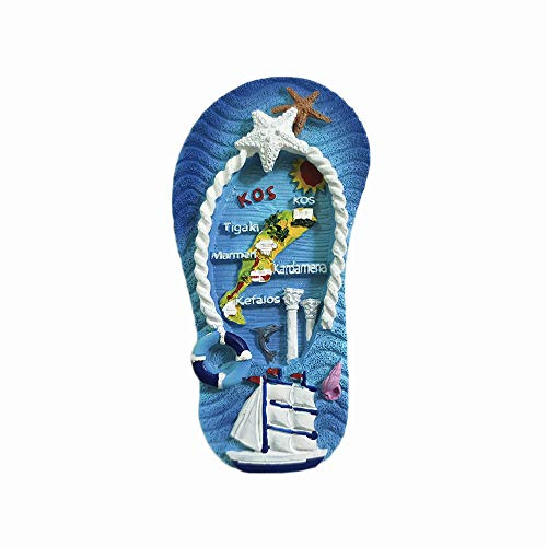 Kos Greece 3D Flip Flop Refrigerator Magnet Resin Travel Souvenirs,Handmade Home & Kitchen Decoration Kos Fridge Magnet Collection Gift