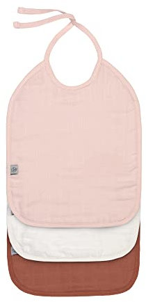 LÄSSIG Unisex Baby Muslin Terry Bib L tzchen, powder pink/milky/rust, Einheitsgröße EU