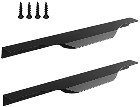 Hoopever 600mm Lot de 2 poignées de Porte D'armoire en Alliage D'aluminium Dissimulées pour Tiroir de Maison, Cuisine, Chambre à Coucher, 600mm avec Vis, Noir