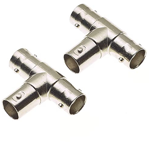 Keple 3-Way Female BNC T Splitter Connector - T Coax Adapter RF Coaxial For CCTV Security Camera T-Shaped SDI For Antenna DVR - Pack Of 2