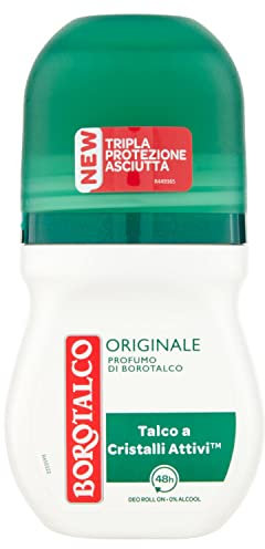 Borotalco, Deodorante Uomo Roll On Asciutto Originale, Formula Senza Alcool con Talco Assoluto, Assorbe il Sudore, Profumo Borotalco, 72h di Efficacia - 1 Flacone da 50 ml