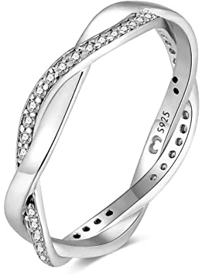 Anillos de mujer en plata de ley enlazados con brillantes. Anillo plata mujer con acabado plateado o dorado. Joyería ideal para parejas, regalo para madres, amigas... Anillos para parejas