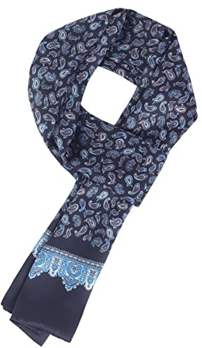 WANYING Ädel sidenhalsduk för män 100 % siden 11 momme herrhalsduk dubbelsida för vår sommar höst casual business 155 × 26 cm, A – Paisley svart, 155 × 26 cm