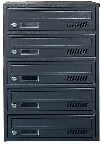 Cassette postali con fissaggio a parete EURO GLM 5 RAL 7016 cassetta postale condominiale Depot 5 con 5 alloggi, cassetta delle lettere