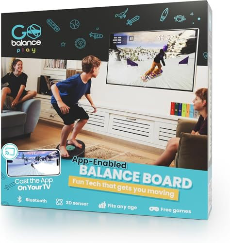 GoBalance Play – Intelligentes Balance-Brettspiel mit Bluetooth-Bewegungssensoren, professionelles Kippbrett mit 12 interaktiven Spielen für Spaß, Gleichgewichts- und Heimfitness-Training