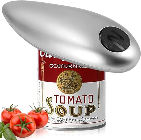 Yulado Apriscatole Elettrico, Nessun Bordo Affilato One Touch Automatico Apre Facile La Maggior Parte Delle Lattine, Accessori Cucina Portatile In Argento, Mani Libere, Per Artritici E Anziani
