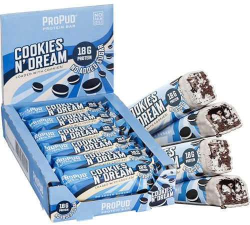 ProPud Cookies N’ Dream High Protein Bar 18g Protein (12x55g), Smooth and Loaded with Real Cookies, No Added Sugar, Perfect Pre and Post Workout Nutrition