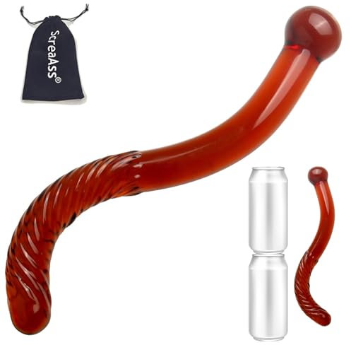 ScreaAss 24Cm/28Cm Extra Langer Glasdildo Riesiger Doppeldildos Mit 34Mm Perlen Double Headed Anal Plug Großer Kristall Glas Penis Butt Plug Masturbation Sex Spielzeug Für Frauen Männer,Rot,24cm