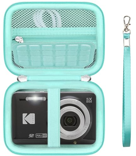 Supmay Digital Camera Case Compatible con Kodak PIXPRO FZ55 FZ45 Digital Camera, Vlogging Camera Storage Holder Bolso de Viaje con Bolsillo de Malla para batería, Cable USB, Tarjeta SD, Verde