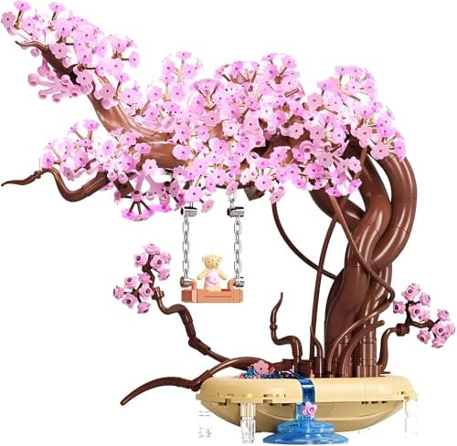 Minxtech Cabane dans Les Arbres Sakura Construction Maquette Set, 780 Pièces Mini Balançoire aux Fleurs de Cerisier en Fleurs de Cerisier Ensemble, MOC Modulaire Maison Architecture Blocs