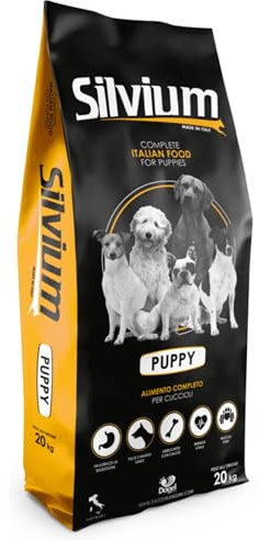 Pet's Garden Silvium Puppy Crocchette per Cani Cuccioli di Taglia Piccola e Media Cibo Secco Alimento Ideale per l'Accrescimento di Cani Cuccioli di Tutte le Razze Sacco da 20 Kg Prodotto Italiano