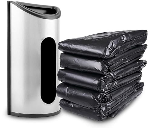 Nikou Dispensador de bolsas, almacenamiento de bolsas de plástico de acero inoxidable, bolsas de plástico, dispensador de dispensador, dispensador de bolsas, soporte para bolsas de la compra para