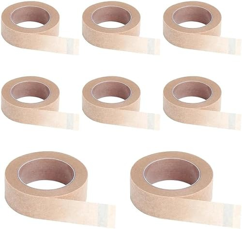 Lot de 8 rouleaux de ruban adhésif médical pour peau sensible, visage et nez, doux, flexible, non tissé pour cils et rhinoplastiques post-opératoires