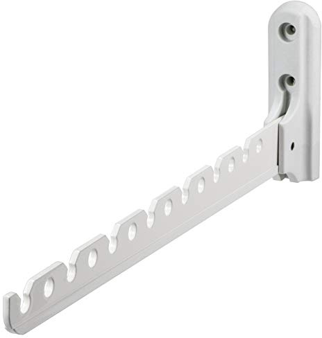 Gedotec Klapphaken Aluminium weiß matt beschichtet - klappbar | 1 Stück Aufbau-Haken - Länge 330 mm | Kleiderhaken optimal für Bäder etc. - Wandhalterung | Garderobenhaltung Wand-Kleiderhaken