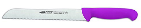 Arcos Serie 2900 - Coltello Pane - Lama Acciaio Inossidabile Nitrum 200 mm - Manico Polipropilene Colore Porpora