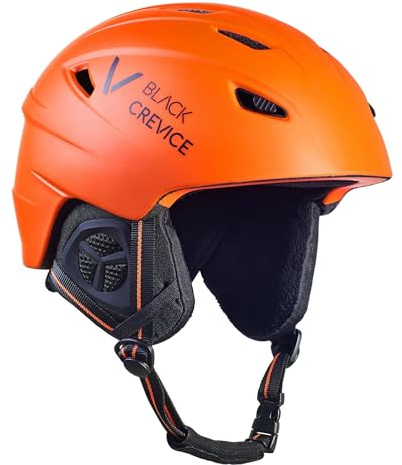 Black Crevice Adult Ski Helmet Stripe, Matt Orange/Black, XL