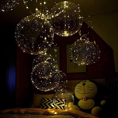 Party Led Balloons, 18 Packs Light Up Balloon Battery Included 3 Meters String Lights Inflated Size 22 Inches Clear Balloon, for Birthday Party Wedding Decorations (Warm White)