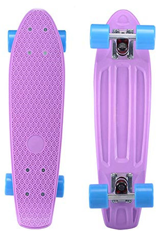 WPHH Pastell Mini 22 Skateboard Cruiser Skate Bord Retro Longboard Komplett Kunststoff Scooer,Lila