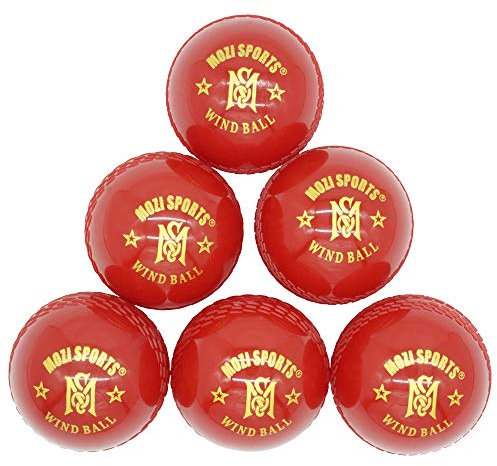Mozi Sports Windball, weiche Cricketbälle, langlebig, realistische Sprungkraft und Schwung, Cricket-Windbälle für Indoor- und Outdoor-Coaching, Übungen, Garten und Strand, Rot